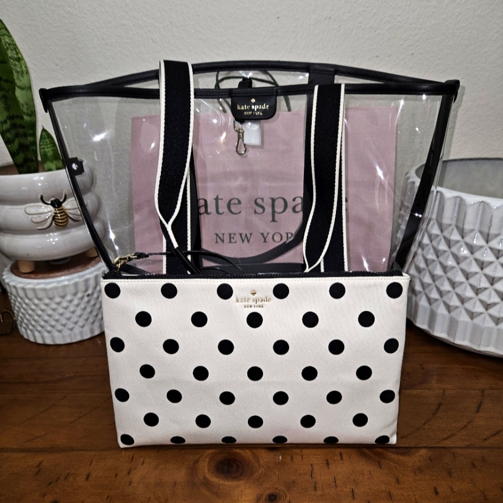AUTHENTIC Kate Spade See Thru Tote & Wristlet Set NWT